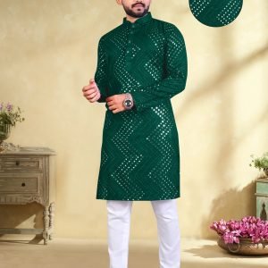 High on Demand Soft Cotton Fabric Full Sleeves Men's Kurta Pajama