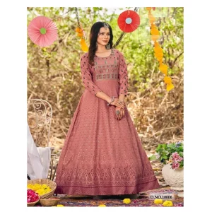 Full Heavily Cotton Silk Net Long Frock Hot  Dress